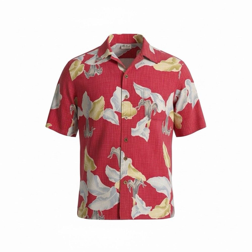 Reyn Spooner Commemorative Shirt Mens XL Red Hawaiian Button Up Reverse Aloha